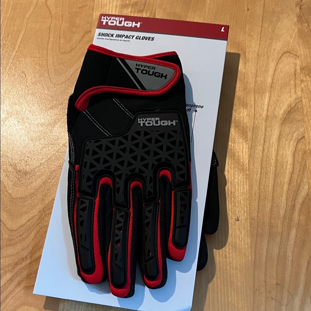 Hyper Tough Black and Red Shock Impact Gloves